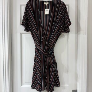Loralette Black and Brown Striped Mini Dress